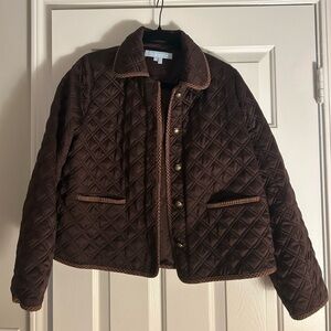 Hill House Thayer Quilted Jacket in Chocolate - Size Small